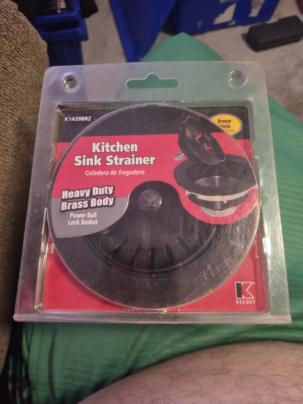 Keen Black Kitchen Sink Strainer with Bronze Accent